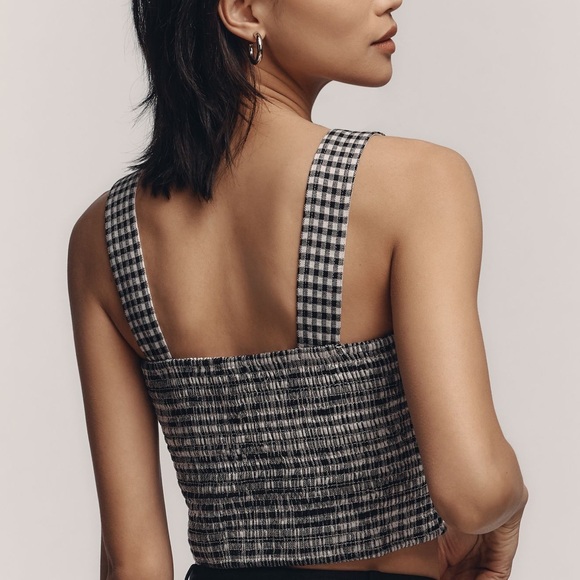 Black and White Checkered Crop Top - Picture 2 of 4